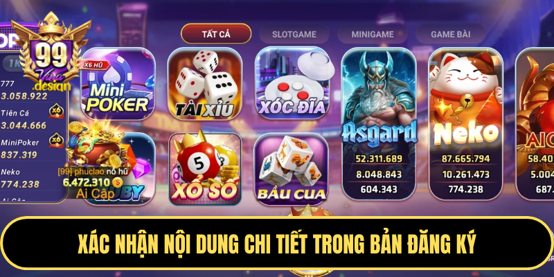 Xác nhận nội dung chi tiết trong bản đăng ký