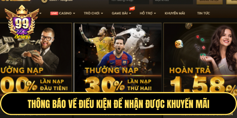 Thông báo về điều kiện để nhận được khuyến mãi